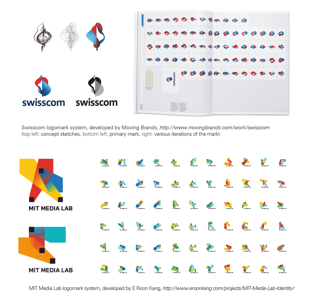 Brands as patterns: examples of logomark system that take advantage of pattern recognition, which don't rely on a single monolithic brand mark.